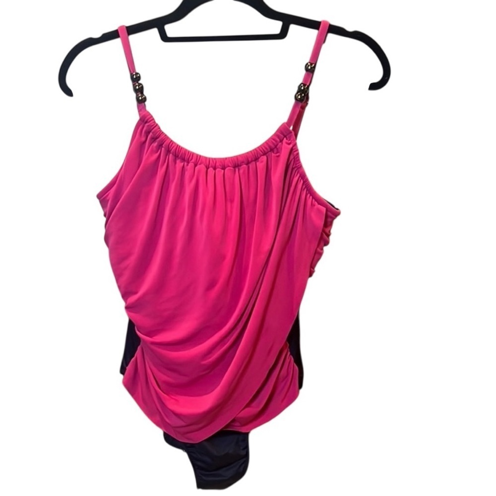 Magicsuit Lisa beaded pink and navy swimsuit , size 16